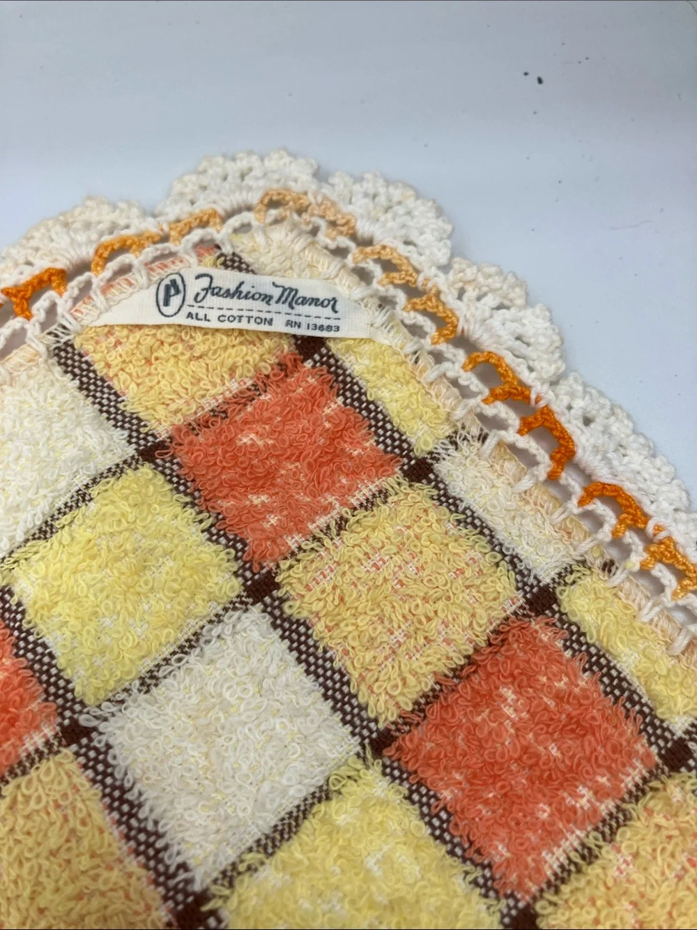Classic Checkered Cotton Wash Cloth - Yellow & Orange